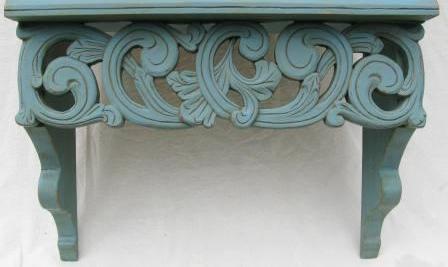 carved & Painted blue C18th style Swedish Scandinavian shelf furniture