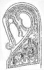 Carved bed leg from Viking bed, furniture