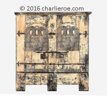 Carved Wooden Viking Revival wardrobe furniture