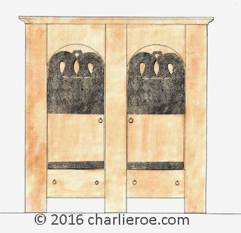 Carved Wooden Viking Revival wardrobe furniture