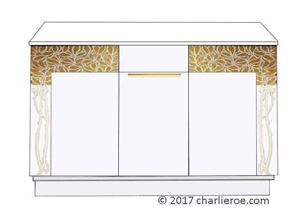 new Vienna Secession Art Nouveau Jugendstil painted 3 door cabinet cupboard sideboard