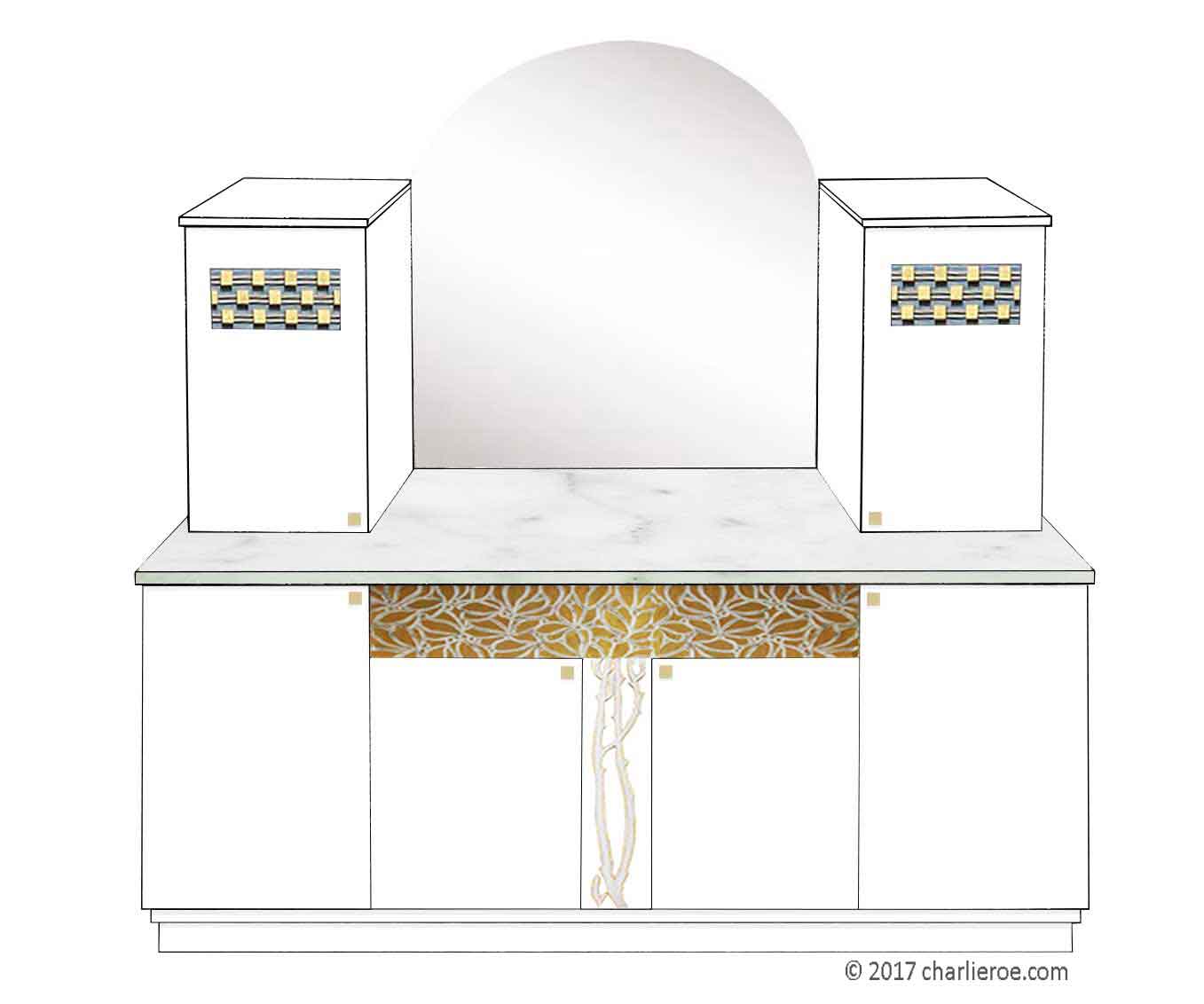 new Vienna Secession Art Nouveau Jugendstil painted 4 door cabinet cupboard sideboard dresser unit