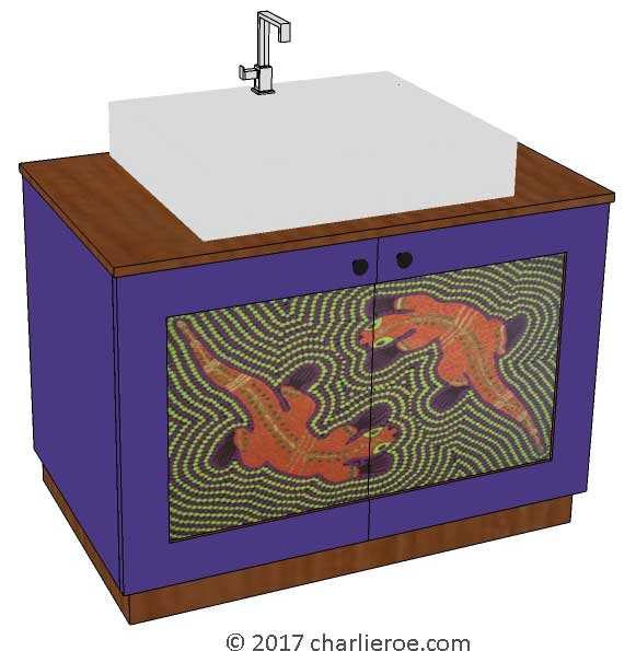 New Aborigine style bathroom 2 door vanity unit with dot painted door panels