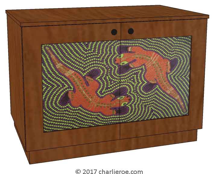 New Aborigine style cabinet cupboard bar sideboard, with abstract 'dot' painted panels