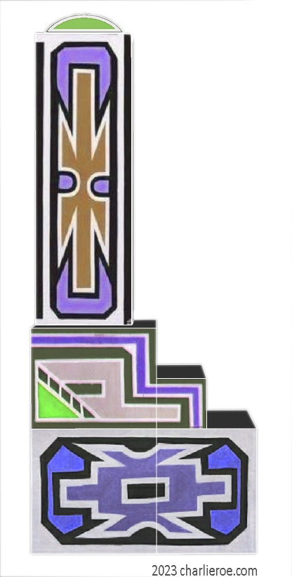 New African style stepped painted tall bookcase with Ndebele patterns design