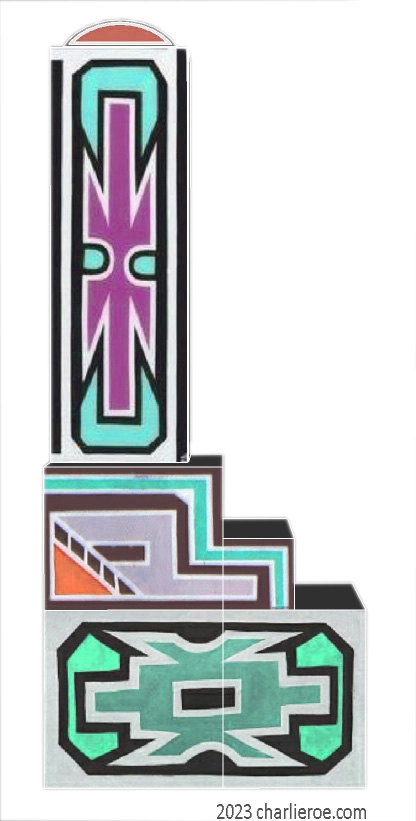 New African style stepped painted tall bookcase with Ndebele patterns design