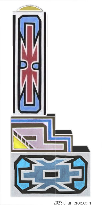 New African style stepped painted tall bookcase with Ndebele patterns design