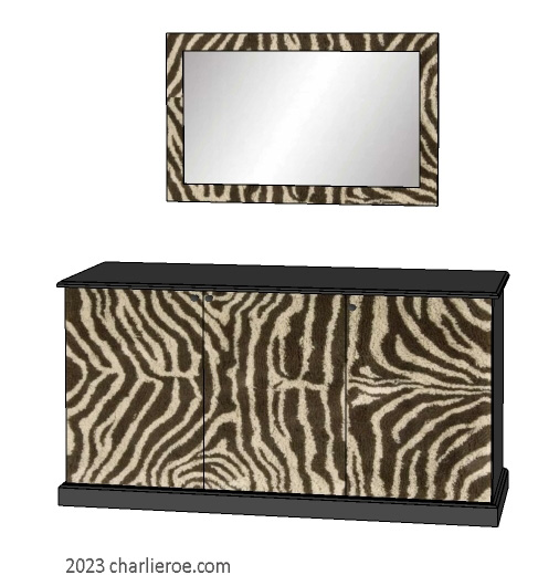 New African style 3 door sideboard cabinet painted with Zebra patterns design