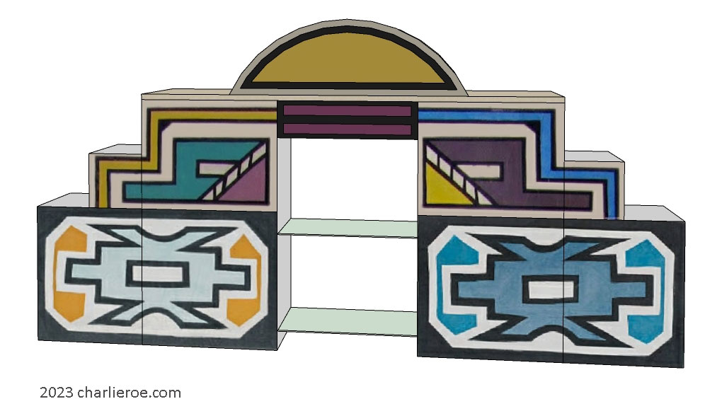New African style stepped sideboard desk with Ndebele patterns design