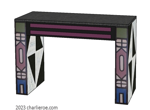 New African style painted home offie desk with Ndebele patterns design