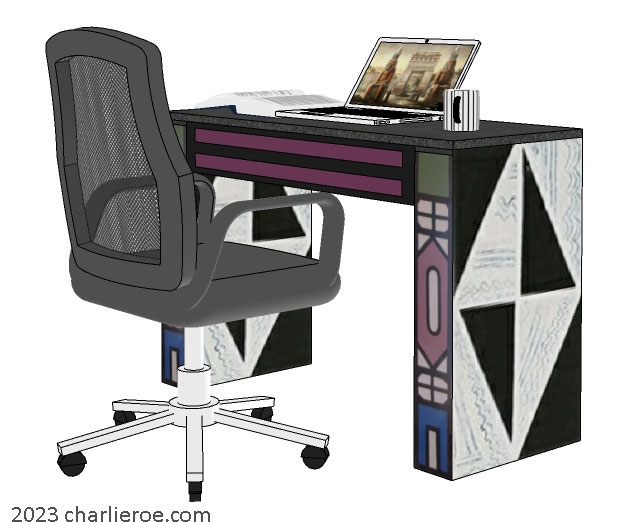 New African style painted home offie desk with Ndebele patterns design