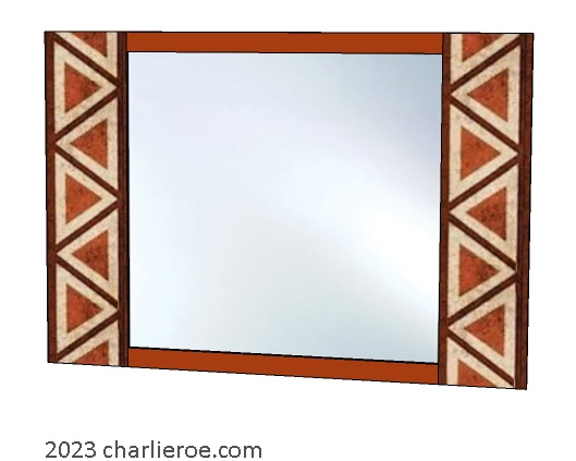 New African style painted wall mirror frame with Abstract patterns design landscape format