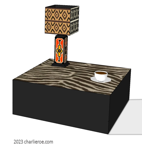 New African style painted coffee lamp or side tables with Zebra patterns
