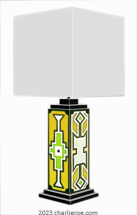 New African Ndebele style stepped painted table lamps lampstands