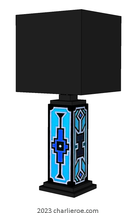 New African Ndebele style stepped painted table lamps lampstands