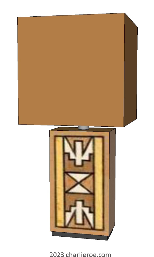 New African Ndebele style stepped painted table lamps lampstands