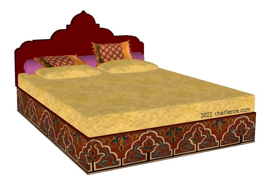 new Islamic Arab Moroccan style decorative painted & wood beds, bed frames & bedroom furniture