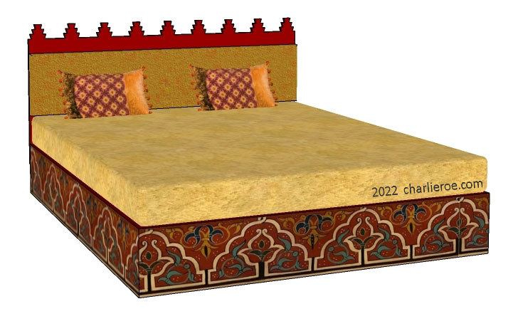 new Islamic Arab Moroccan style decorative painted & wood beds, bedsteads, bed frames & bedroom furniture