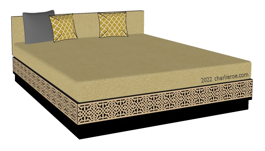 new Islamic Muslim Arab Moroccan style decorative painted & wood beds bedsteads bed frames with upholstered shaped headboard