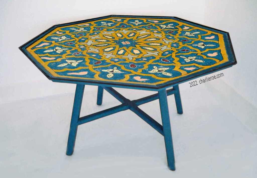 new Arab Islamic Moroccan style decoratively painted breakfast or dining tables