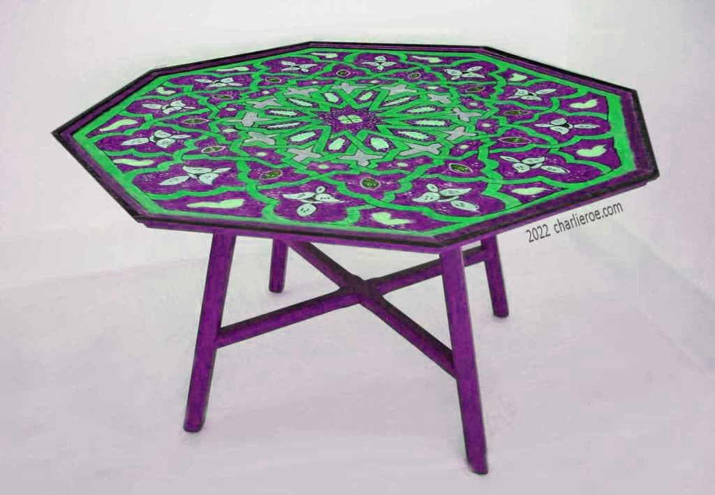 new Arab Islamic Moroccan style decoratively hand painted octagonal top dining breakfast table
