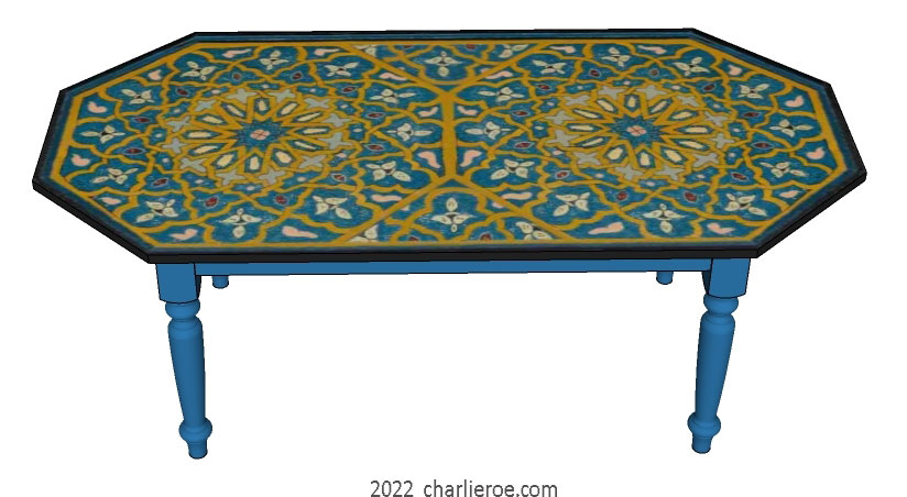 new Arab Islamic Moroccan style hand painted decoratively painted octagonal top large dining breakfast table