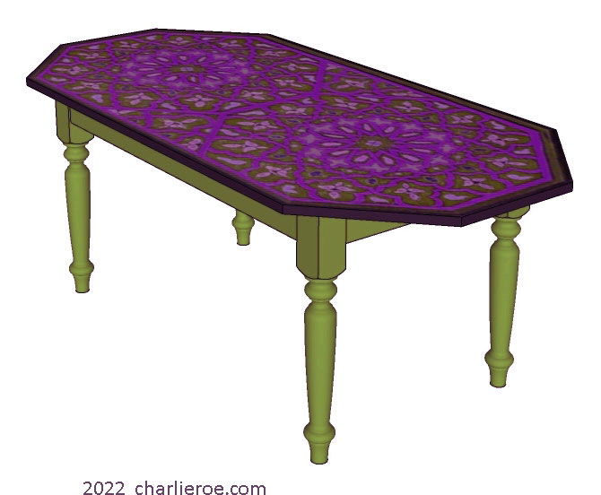 new Arab Islamic Moroccan style hand painted decoratively painted octagonal top large dining table