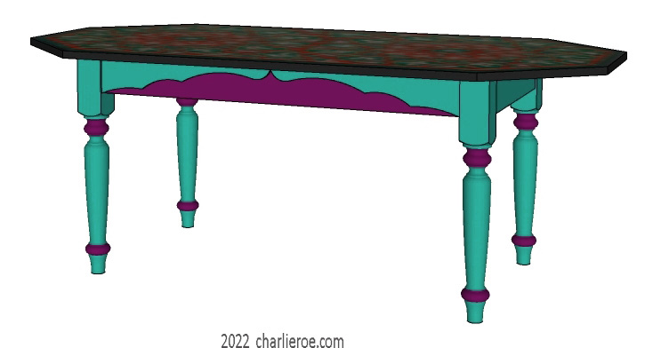 new Arab Islamic Moroccan style hand painted decoratively painted octagonal top dining table