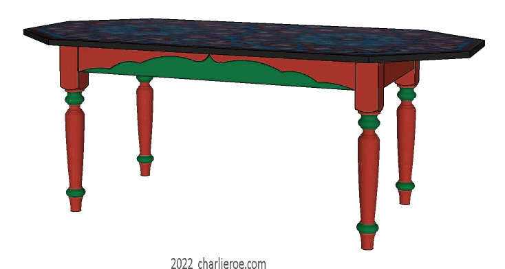 new Arab Islamic Moroccan style hand painted decoratively painted octagonal top dining table