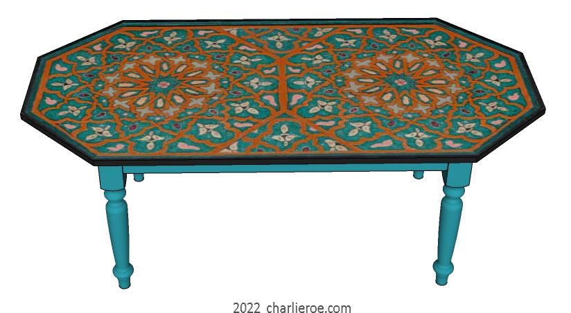 new Arab Islamic Moroccan style hand painted decoratively painted octagonal top large dining table