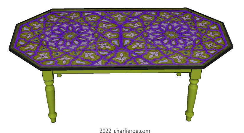 new Arab Islamic Moroccan style hand painted decoratively painted octagonal top large dining table