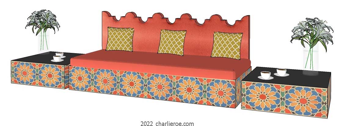 new arab Moroccan style decoratively painted sofa lamp side coffee table