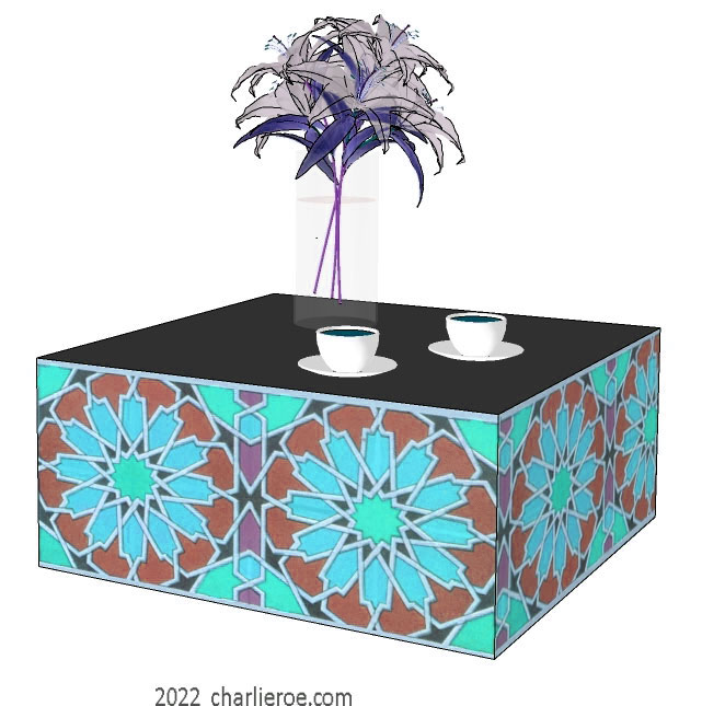 new arab Moroccan style decoratively painted sofa lamp side coffee table