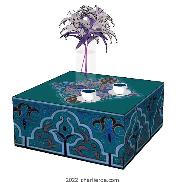 new arab Moroccan style decoratively painted sofa lamp side coffee table