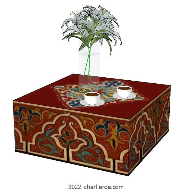 new arab Moroccan style decoratively painted sofa lamp side coffee table