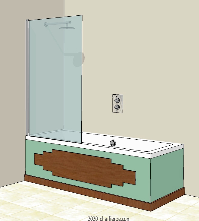 New Art Deco skyscraper style lacquered, wood or veneered bathroom decorative bath panel
