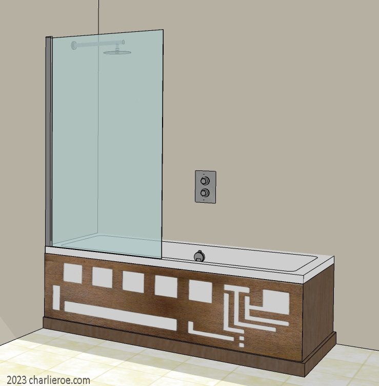New Frank Lloyd Wright Art Deco style lacquered painted or wood bathroom decorative bath panel