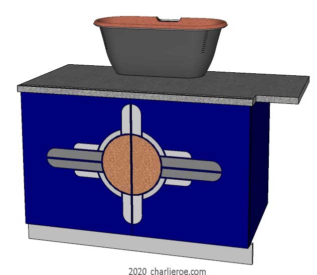 New Art Deco 2 door bathroom vanity unit with Art Deco Abstract doors design