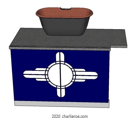 New Art Deco 2 door bathroom vanity unit with Art Deco Abstract doors design