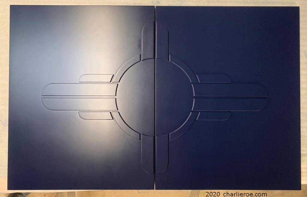 The doors have the pattern carefully drawn on them for the new Art Deco 2 door bathroom vanity unit