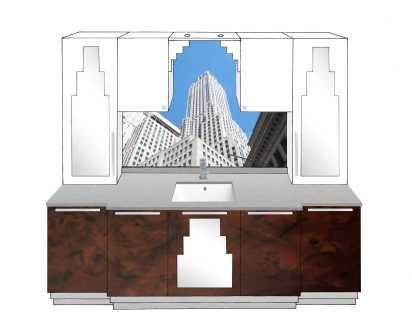 new Art Deco 'Skyscraper' style 5 door vanity unit with Skyscraper tall units