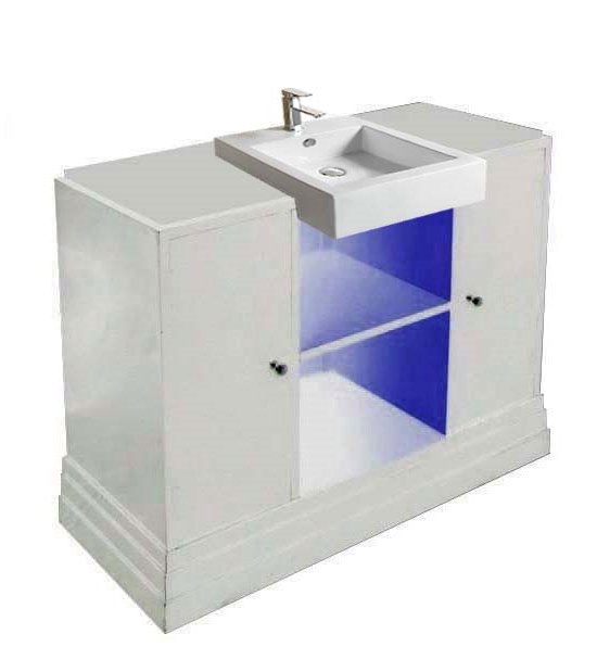 New Paul Frankl Art Deco Skyscraper style white painted bathroom vanity unit with sit on basin