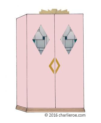 New Art Deco wardrobe with Cubist diamond shaped stained glass panels