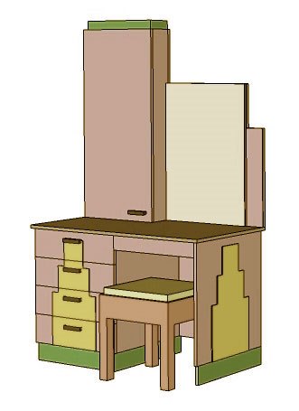 New Art Deco Skyscraper style painted dressing table & stool