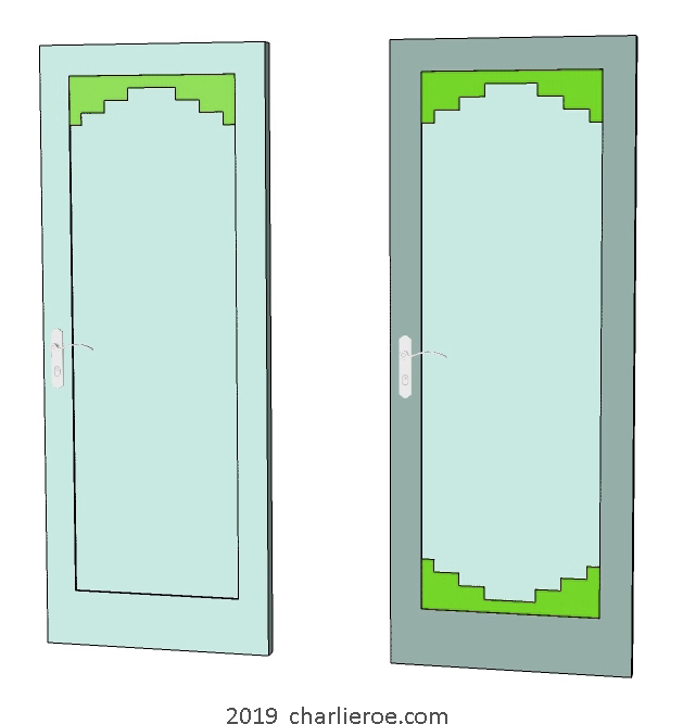 new Art Deco painted door with stepped top and bottom panel mouldings