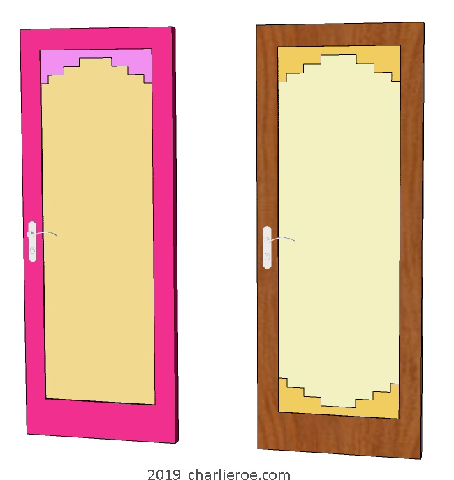 new Art Deco painted door with stepped top and bottom panel mouldings
