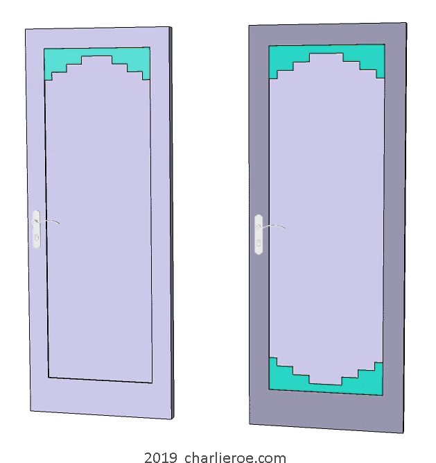 new Art Deco painted door with stepped top and bottom panel mouldings