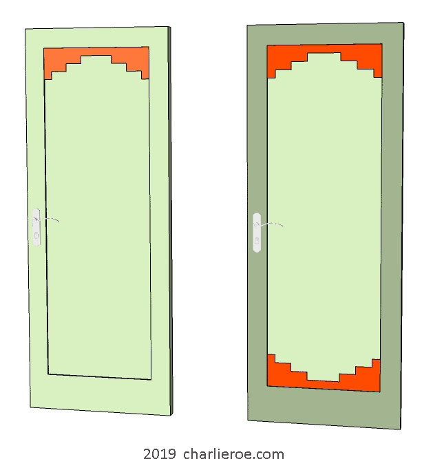 new Art Deco painted door with stepped top and bottom panel mouldings