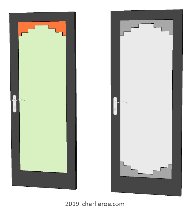 new Art Deco painted door with stepped top and bottom panel mouldings