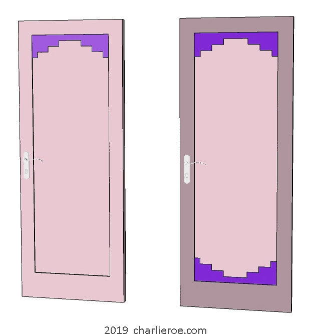 new Art Deco painted door with stepped top and bottom panel mouldings